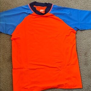 Lands' End Kids Rashguard in Bright Orange and Blue